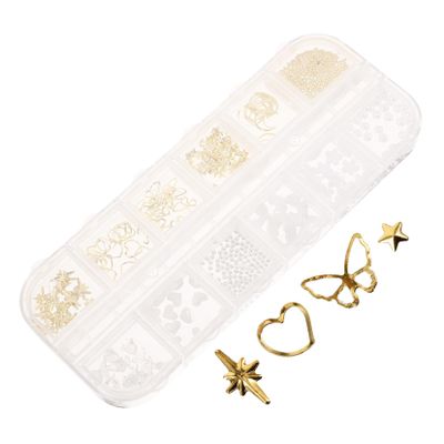 MAJORMENCH 12-Style Assorted Nail Charm Set with 3D Acrylic Butterflies and Pearls