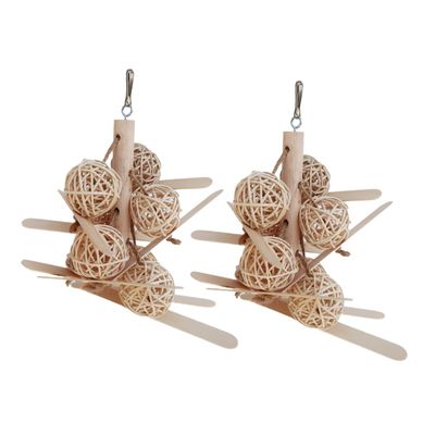 Hohopeti Wooden Swing and Chew Toy for Parrots, 2 Pieces