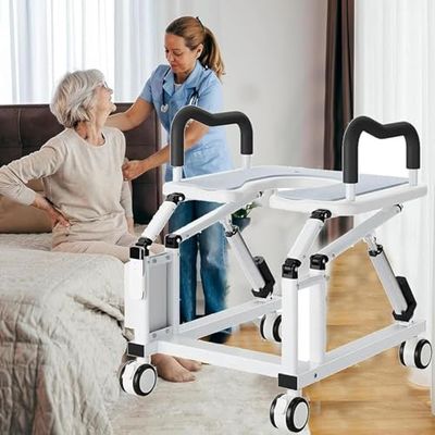 Electric Toilet Lift Chair with Remote Control and Braked Wheels