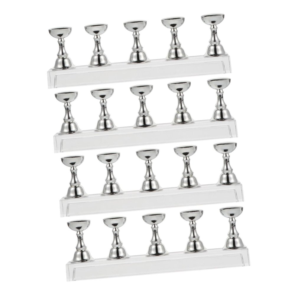 OATIPHO 4-Piece Nail Art Display Stand Set, Magnetic Nail Holders for Manicures, Silver