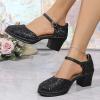 LOIJMK Women's Buckle Chunky High-Heel Sandals, Increased Height, Yellow, Size 40 (Black, 36) view 4