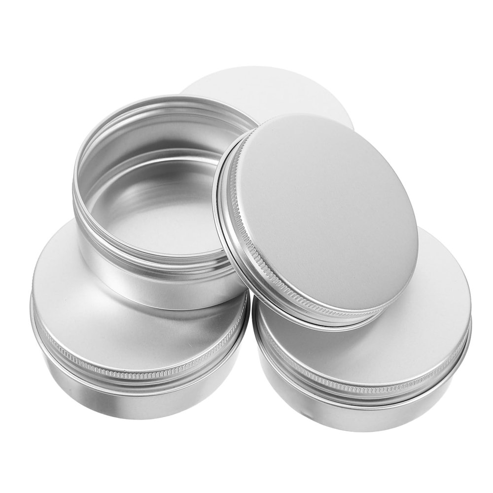 VALICLUD 4-Pack Reusable Round Aluminum Tins with Screw-Top Lids