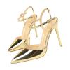 Women's Elegant Heeled Sandals with Gold Front view 3