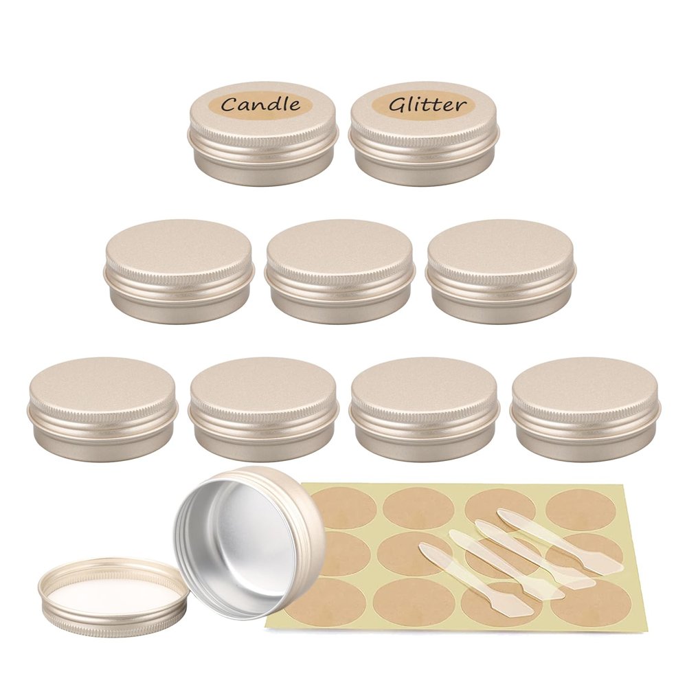 YANCAER 10-Pack 30 mL Matte Gold Aluminum Tins with Screw Lids, Round 51 mm x 21 mm