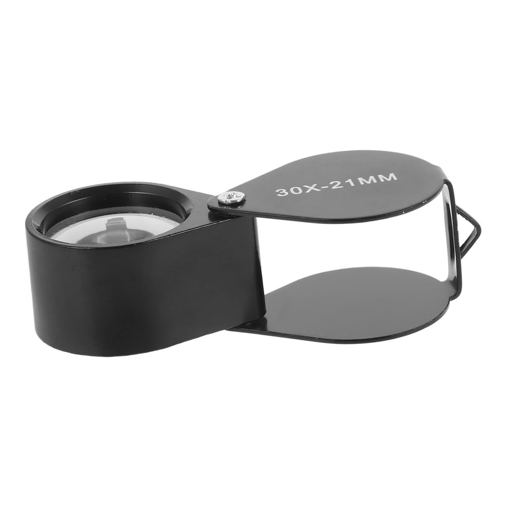 minkissy Metal Magnifying Mirror for Jewelers, Foldable Pocket Magnifier for Repairs and Jewelry, Compact Mini Watch Loupe with Optical Glass Lens, Black