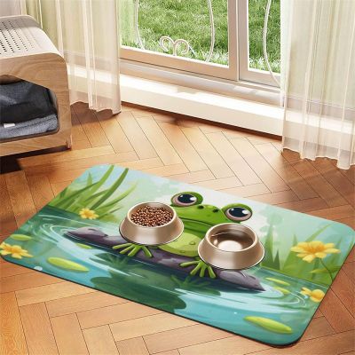 Frog in Pond Dog Feeding Mat, 30.5 x 45.7 cm, Non-Slip, Super Absorbent, Dishwasher-Safe