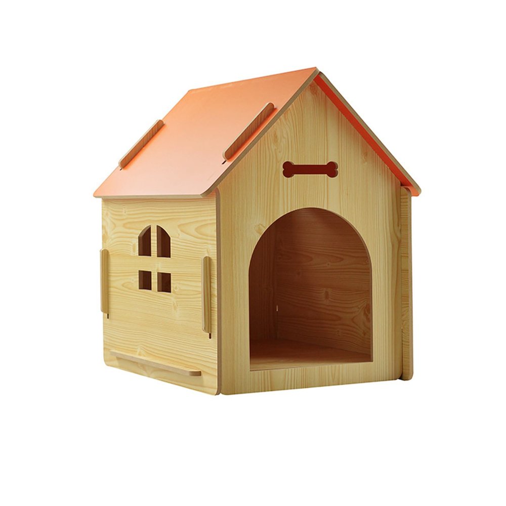 IUYIXWFP Indoor Dog House for Small Dogs or Cats, Cozy Wooden Design, with Ventilation Slots and Raised Floor, 80 × 55 × 74 cm