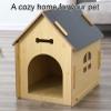 IUYIXWFP Indoor Dog House for Small Dogs or Cats, Cozy Wooden Design, with Ventilation Slots and Raised Floor, 80 × 55 × 74 cm view 4