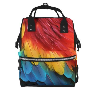 FZQVSLCM Diaper Bag Backpack with Parrot Feather Print