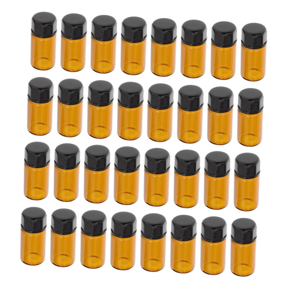 BESTYASH 50-Pack 3 mL Brown Glass Dispenser Bottles for Essential Oils, Portable Cosmetic Dispensers with Bottle Opener for Travel and Makeup Refills