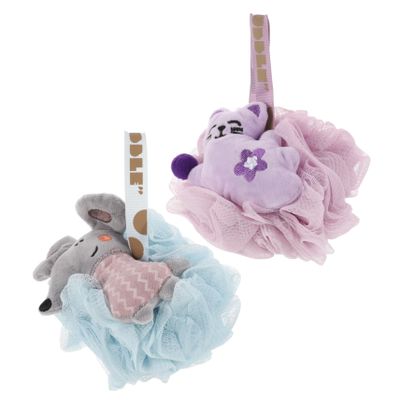 VICASKY 2-Piece Mesh Bath Sponge Set, Reusable Loofah Shower Sponges with Cartoon Designs for Gentle Body Exfoliation