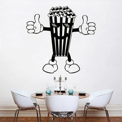 Popcorn Wall Sticker with Thumbs-Up Cartoon, 42 x 43 cm