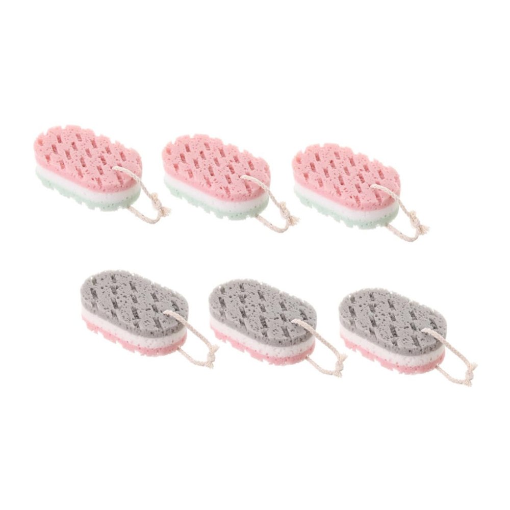 DEARMAMY 6-Pack Double-Sided Exfoliating Shower Sponges