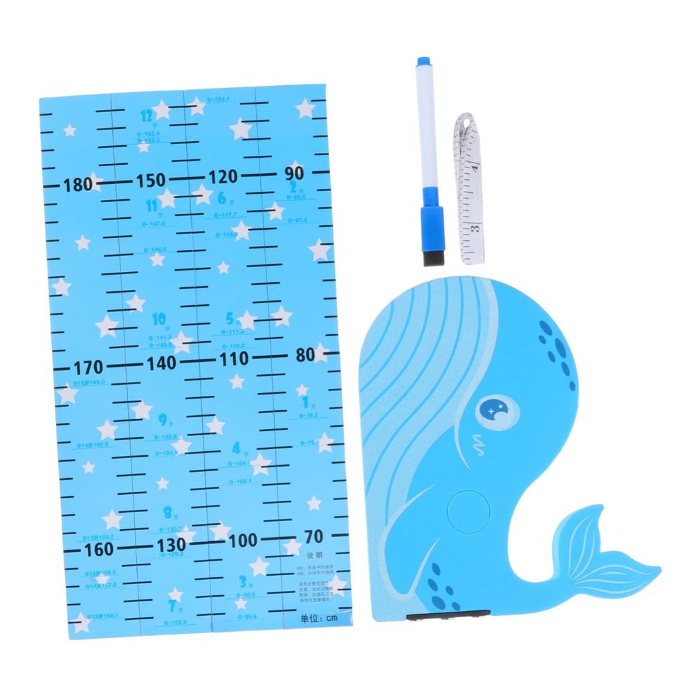ERINGOGO Self-Adhesive Blue Animal-Themed EVA Height Chart Wall Decal for Kids' Rooms
