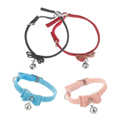 VANZACK Adjustable Cat Collars with Bell and Bow - Set of 4