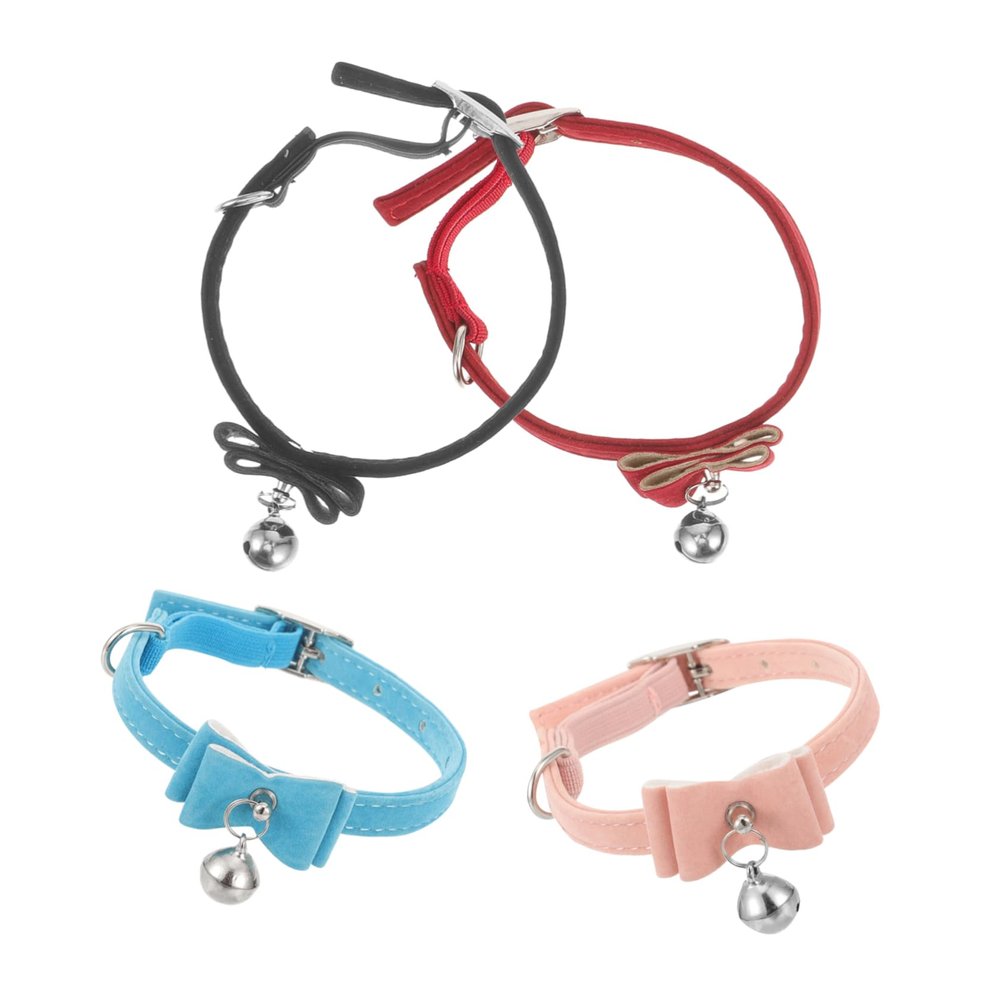 VANZACK Adjustable Cat Collars with Bell and Bow - Set of 4