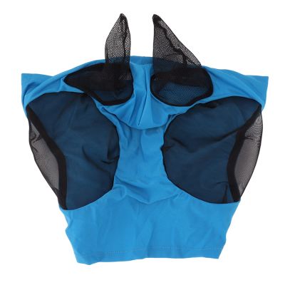 Horse Mesh Fly Mask with Ear Protection (Blue)