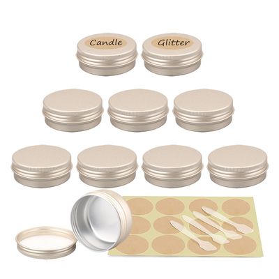 YANCAER 100-Pack 30 mL Matte Gold Round Aluminum Tins with Screw Lids