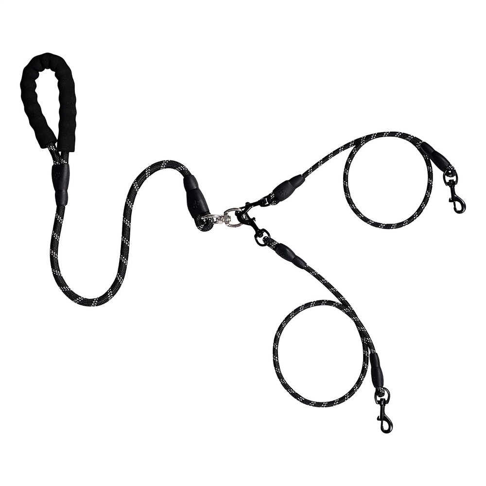 Double-Ended Dog Leash with Tangle-Free Cable, Adjustable Length