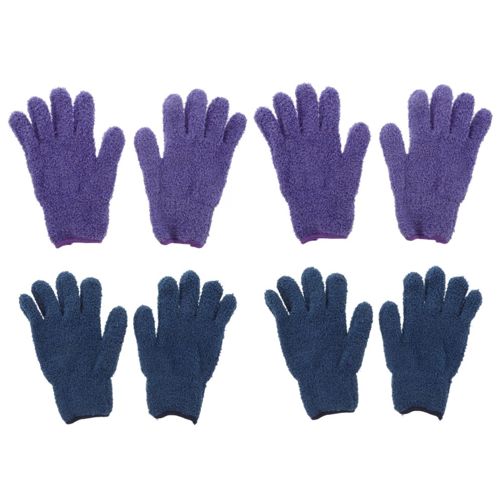 WRITWAA Microfiber Dusting Gloves, Coral Fleece, 4-Pack, Random Colors