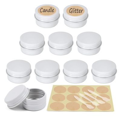 YANCAER 20-Piece 5 ml Aluminum Tins with Screw-Top Lids, White, 26 mm x 15 mm
