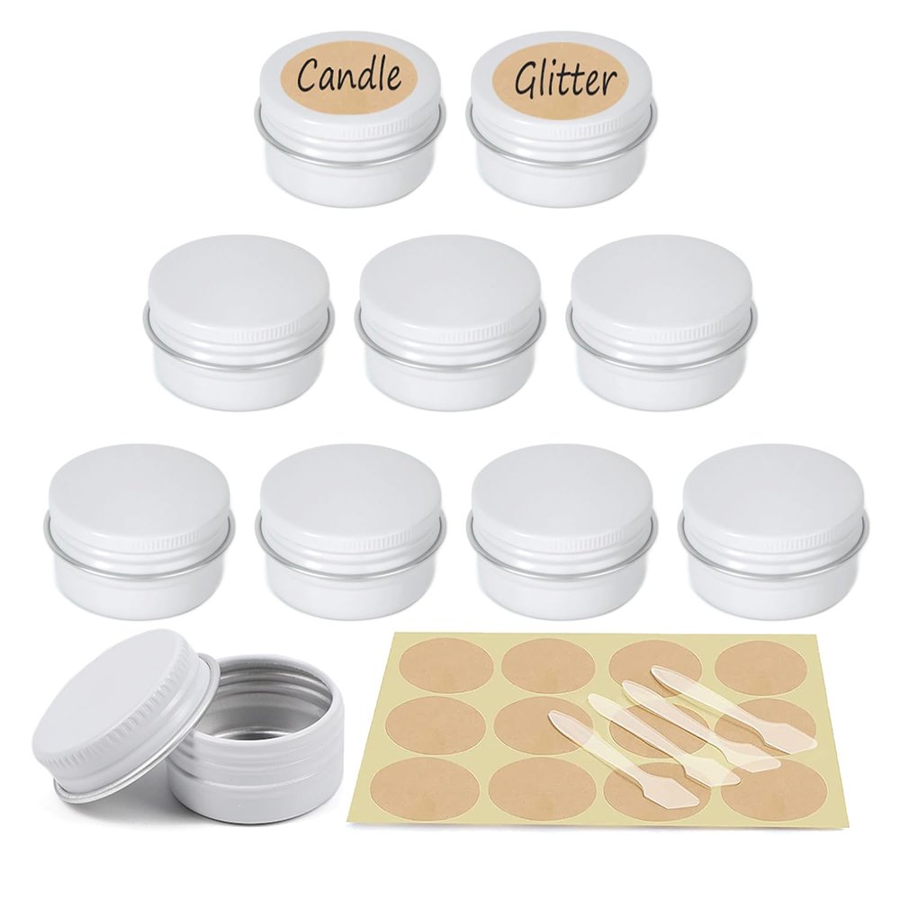 YANCAER 20-Piece 5 ml Aluminum Tins with Screw-Top Lids, White, 26 mm x 15 mm