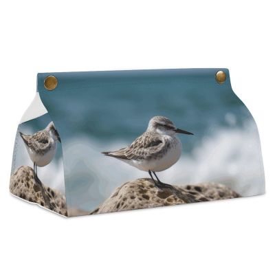 Tissue Box Cover with Sitting Bird on Rock Design
