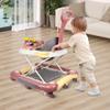 4-in-1 Baby Walker, 5 Height Settings, Push Handle, Music, Serving Tray, Pink view 3