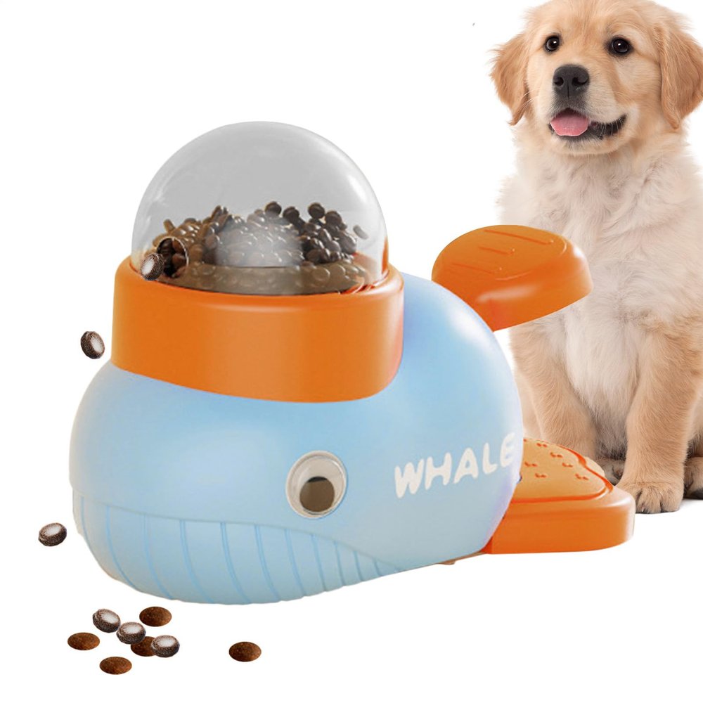 Dog Treat Dispenser with Button-Activated Food Dispensing