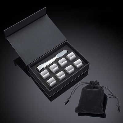 Reusable Stainless Steel Ice Cubes with Ice Tongs