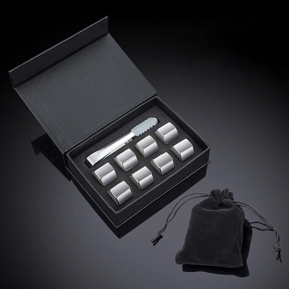 Reusable Stainless Steel Ice Cubes with Ice Tongs