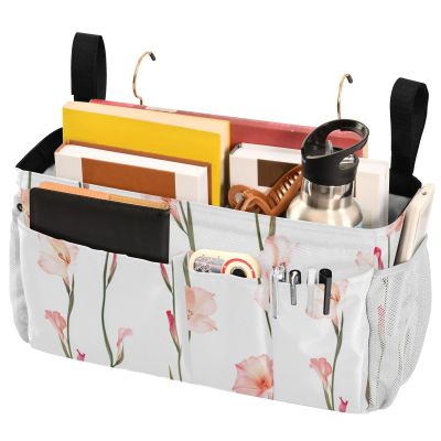 FRODOTGV Beauty Gladiolus Bedside Caddy with Large Pockets and Bottle Holder, Hanging Organizer for Dorms, Beds, Hospital Beds, and Baby Cribs