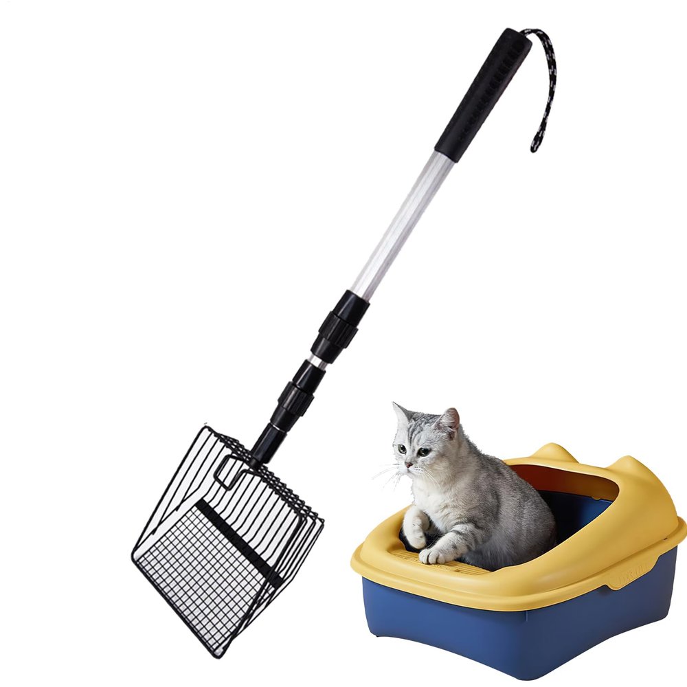 Removable Long-Handle Cat Litter Scoop with Adjustable Mesh