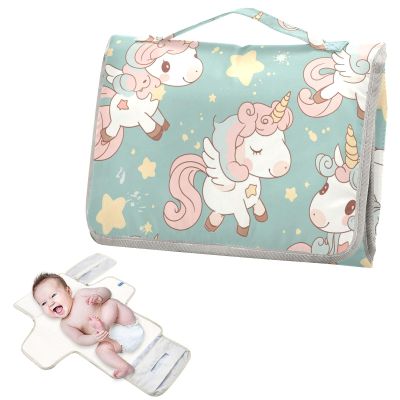 Reusable Baby Changing Pad with Tissue Pocket, Dreamy Unicorns