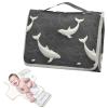 Ukiyoe Reusable Baby Changing Pad with Tissue Pocket, 3D Whale Design, Cream and Black, with Built-In Pillow view 1
