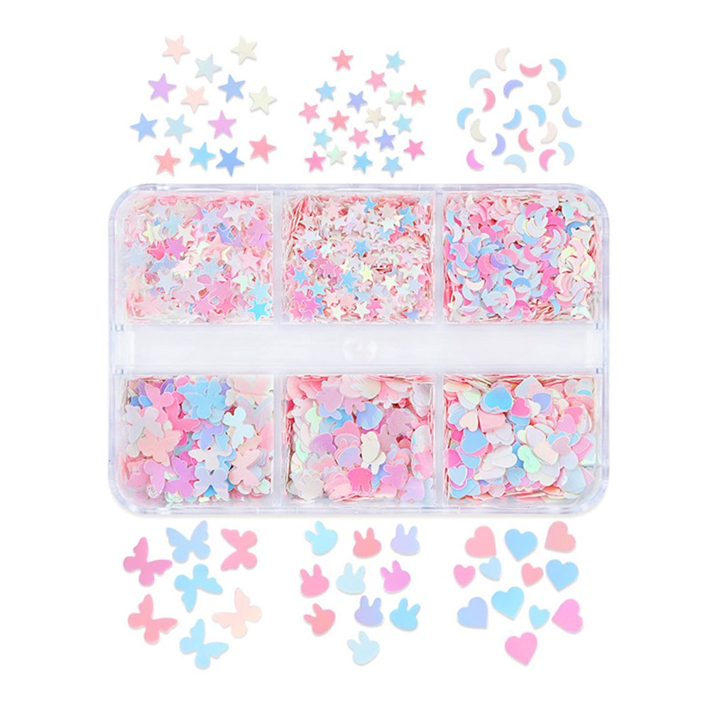 Star Sequin Nail Art Flakes, Sparkling Mix