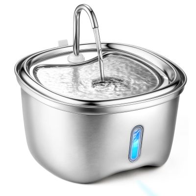 ZeePet Stainless Steel Cat Water Fountain, 3.5 L, Ultra-Quiet Automatic Pet Fountain for Cats and Small Dogs, 3 Flow Modes with Visible Water Level