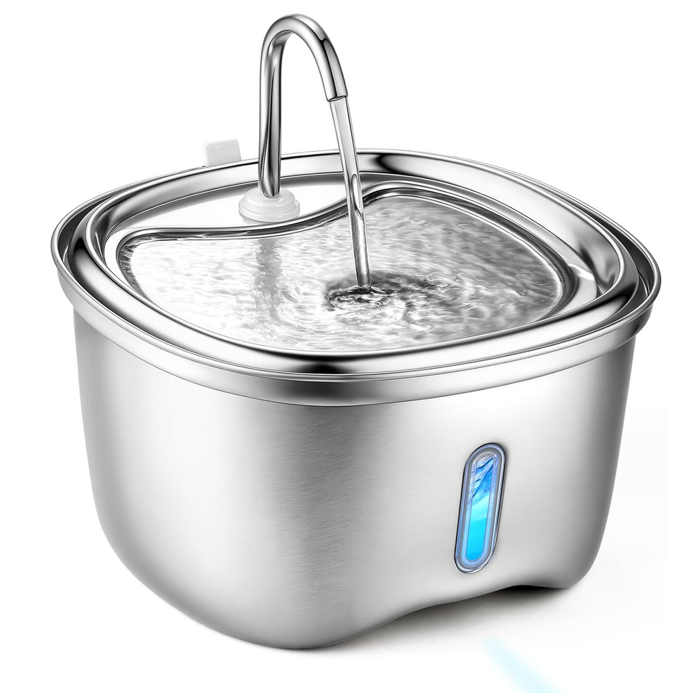 ZeePet Stainless Steel Cat Water Fountain, 3.5 L, Ultra-Quiet Automatic Pet Fountain for Cats and Small Dogs, 3 Flow Modes with Visible Water Level