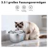 ZeePet Stainless Steel Cat Water Fountain, 3.5 L, Ultra-Quiet Automatic Pet Fountain for Cats and Small Dogs, 3 Flow Modes with Visible Water Level view 3