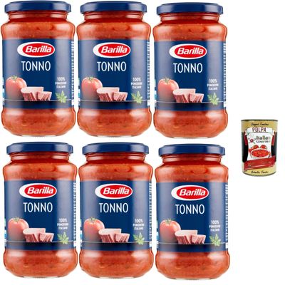 Italian Gourmet Sugo al Tonno Tomato Sauce with Olive Oil, 6 x 400 g Jars