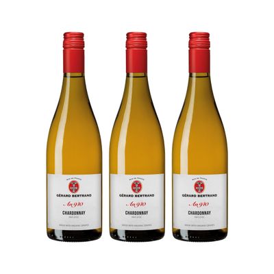 Gérard Bertrand Heritage Chardonnay Dry White Wine, France, Organic, incl. FeinWert E-Book (3 x 0.75 L)