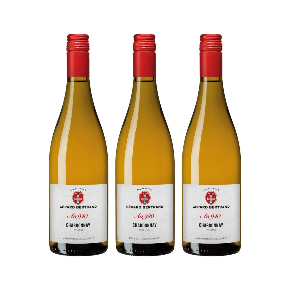 Gérard Bertrand Heritage Chardonnay Dry White Wine, France, Organic, incl. FeinWert E-Book (3 x 0.75 L)