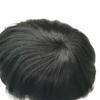 6-Inch Men's Hair Replacement System, Fine Mono with Poly PU Base, European Human Hair, Off Black #1B view 4