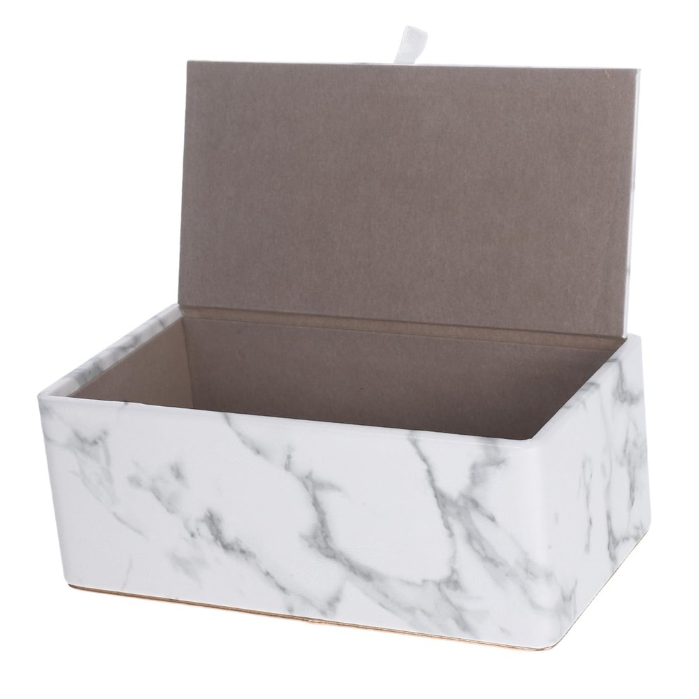 Modern Decorative Marble-Effect Tissue Box Holder for the Bathroom