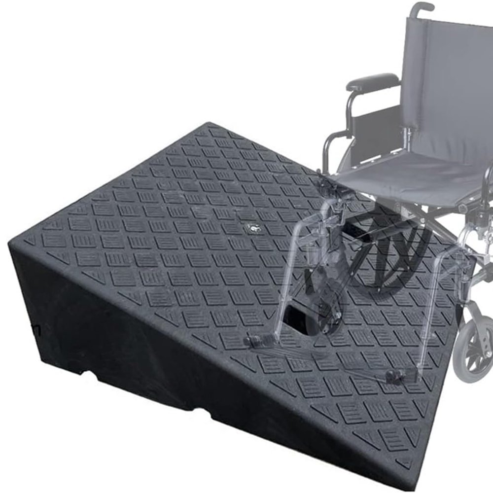 QICBYING Rubber Curb Ramp, High-Capacity Threshold Ramp for Cars, Trucks, Bicycles, Motorcycles and Wheelchairs (49 x 22 x 4 cm)