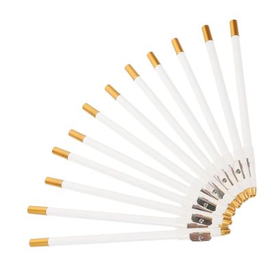 Pack of White Wooden Eyebrow Pencils with Sharpener
