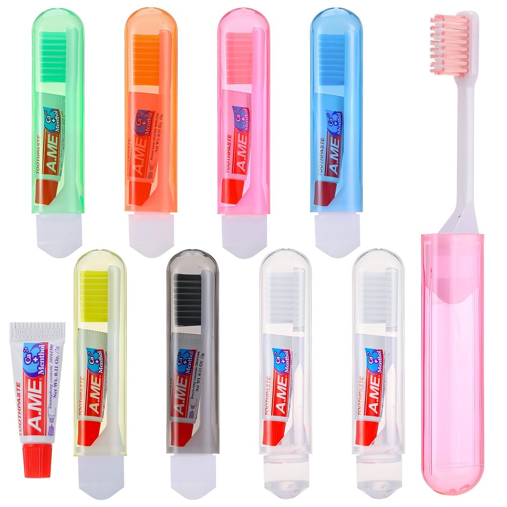 Apricitie 8-Pack Foldable Travel Toothbrushes with Toothpaste