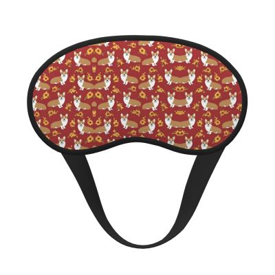 Lightweight, Comfortable Corgi Eye Mask with Dog and Flower Design