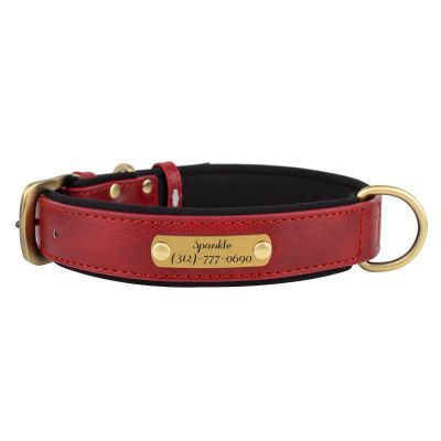 Muka Personalized PU Leather Dog Collar with Engraved Name Plate