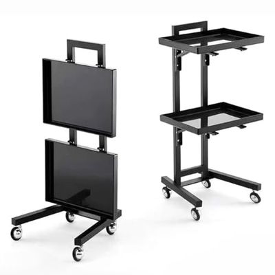 3-Tier Stainless Steel Rolling Cart with Wheels for Salon and Kitchen, Black